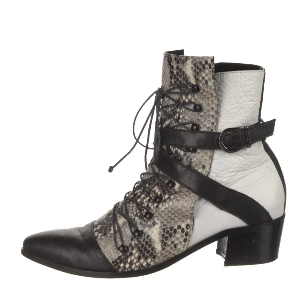 Modern Vice lace up snake print leather ankle boots